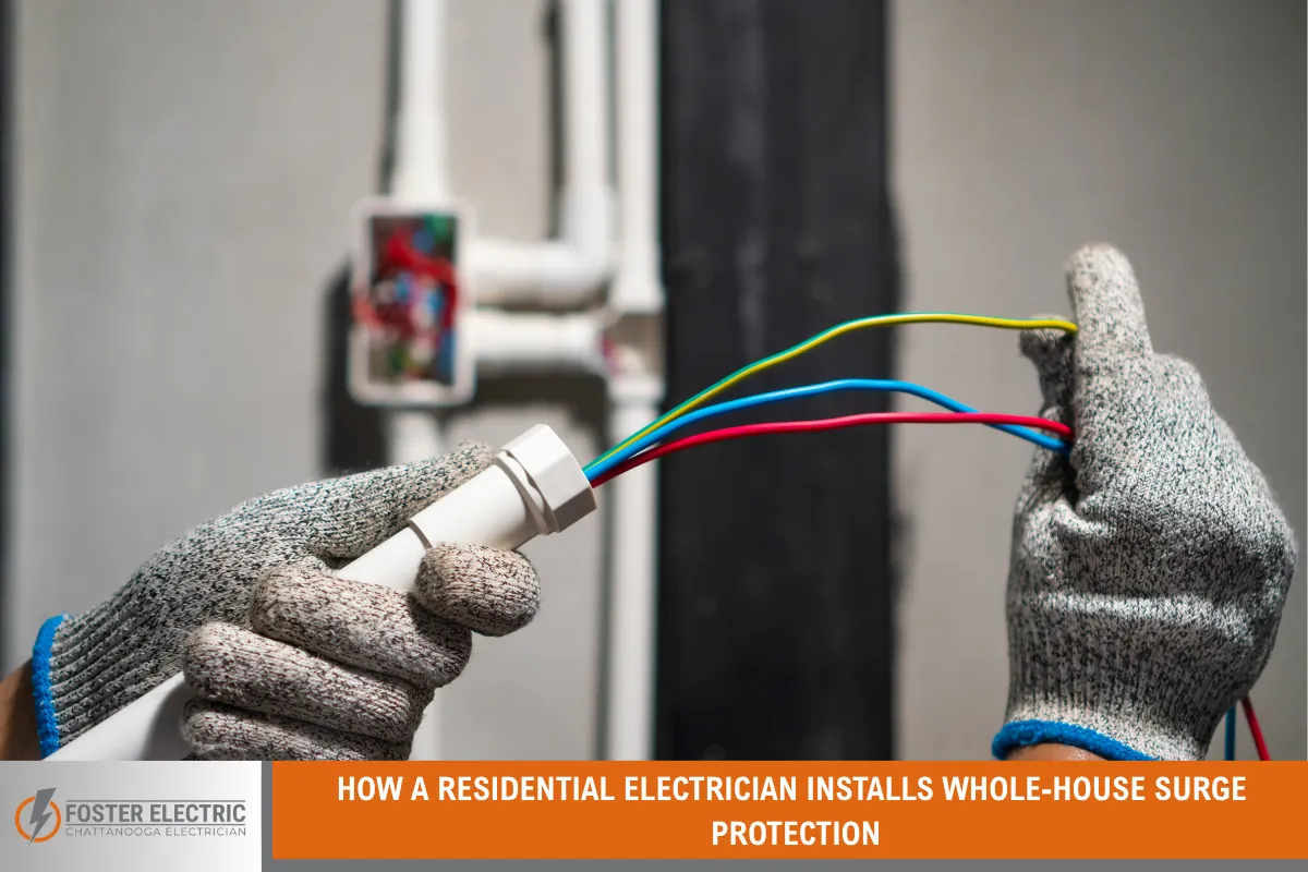 How a Residential Electrician Installs Whole-House Surge Protection